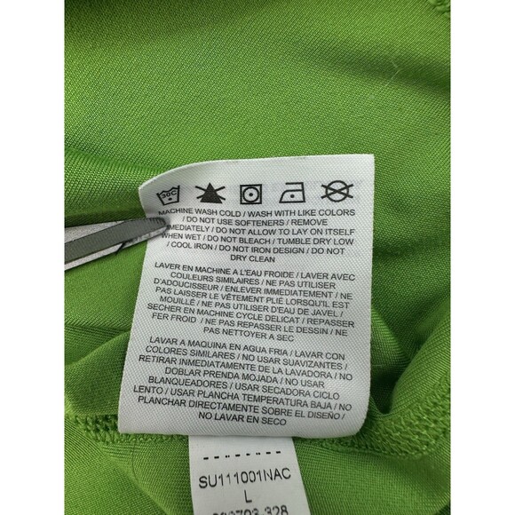 Nike Running Shirt Mens Large Dri Fit Solid Green Short Sleeve Run Breathable - Picture 5 of 9